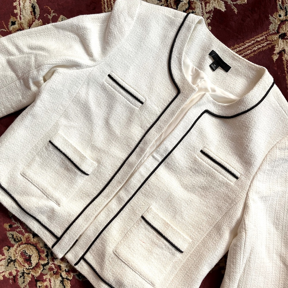 Ann Taylor Ivory Linen Blend Twill Blazer